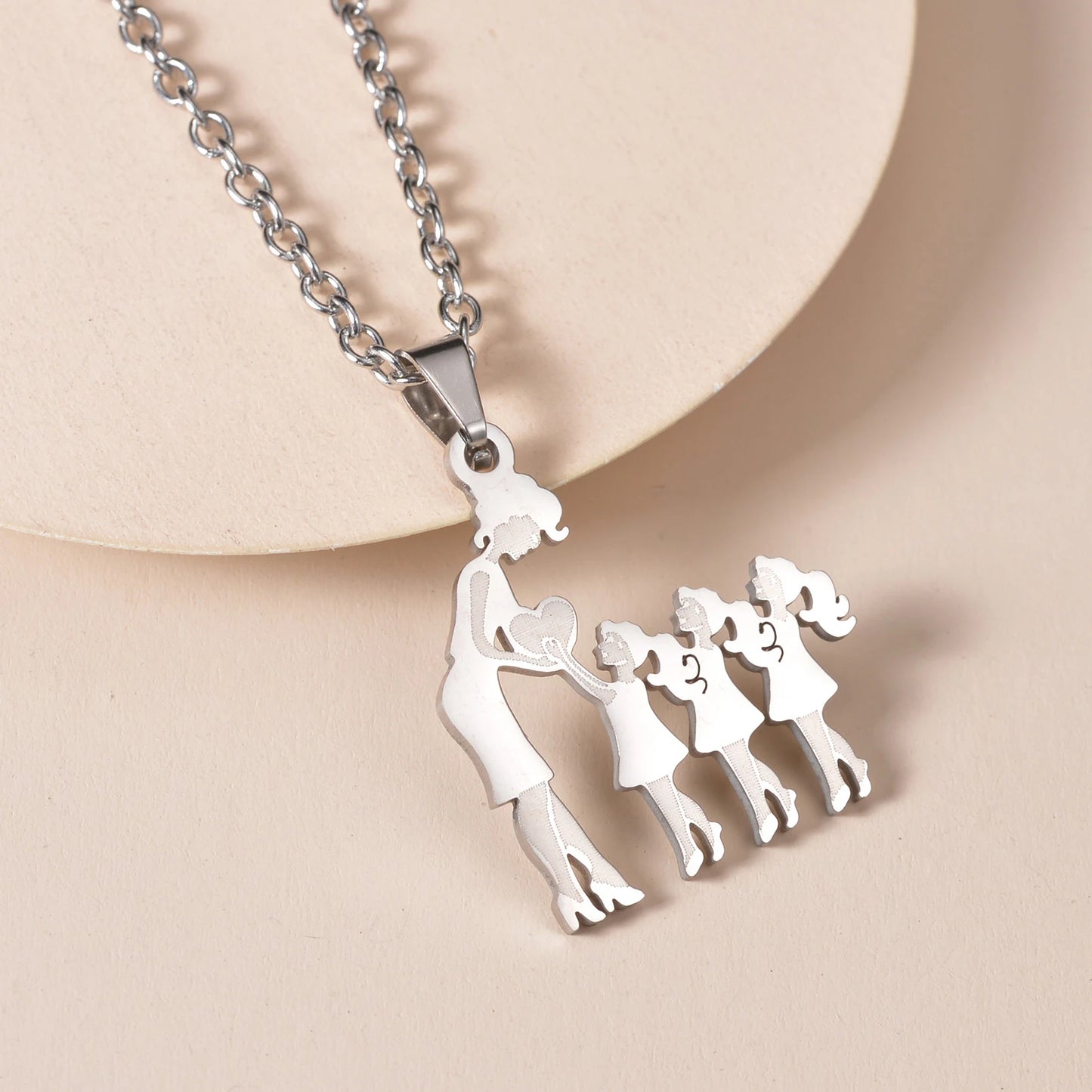 MeMolissa Mom Daughter Pendant Mother's Day Necklace Stainless Steel Jewelry For Women Wife Men Family Charm Love Gifts