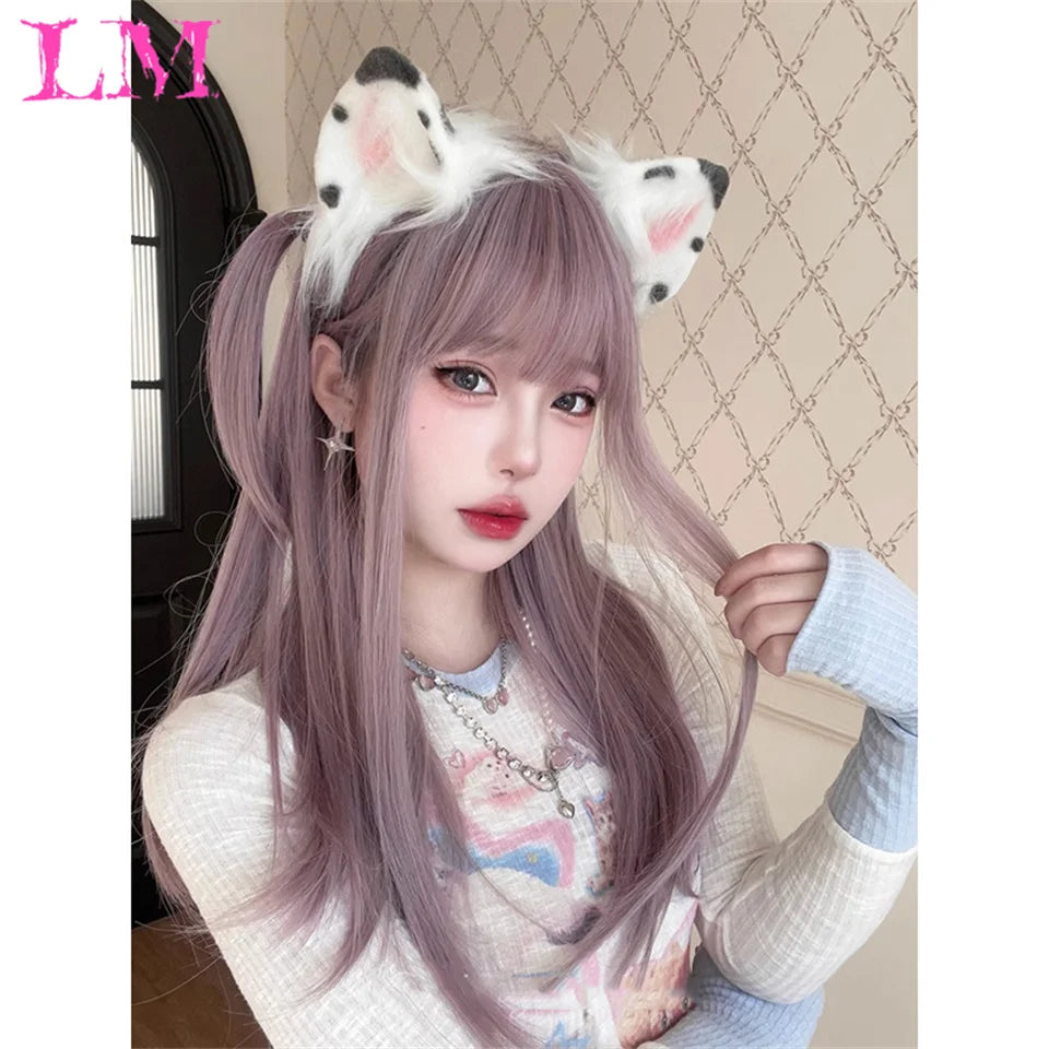 LM Straight Synthetic Lace Front Wig For Women 38 Inch Long Ombre Brown Red Blonde Hightlight Lace Frontal Wigs Cosplay Wig