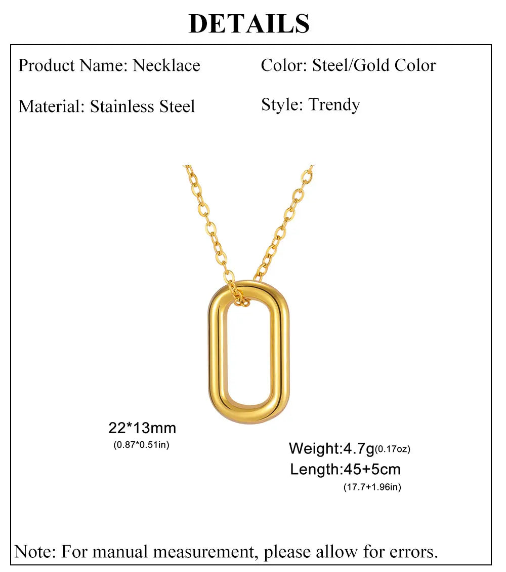 Cazador Geometric Rectangle Round Pendant Women's Necklace Stainless Steel Birthday Valentine Gift 2025 Jewelry Wholesale New