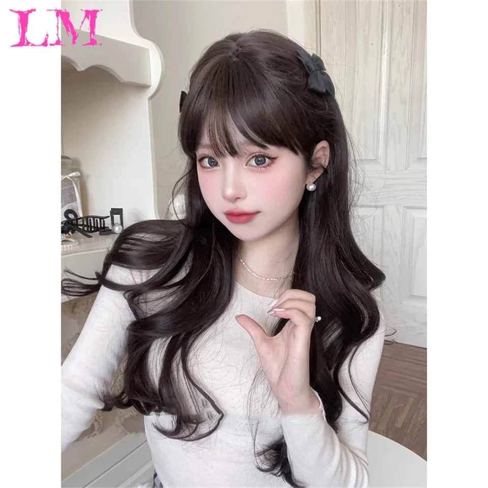 LM Wave Synthetic Wig for Black Women Wear Deep Curly Soft Wig Natural Black Color Replacement Wigs for Daily Party Use