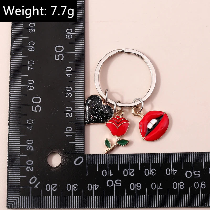 Lovely Colorful Heart Keychain Love Keyrings Valentine's Day Gift Key Chains for Women Girls Car Key Handbag Jewelry Accessories