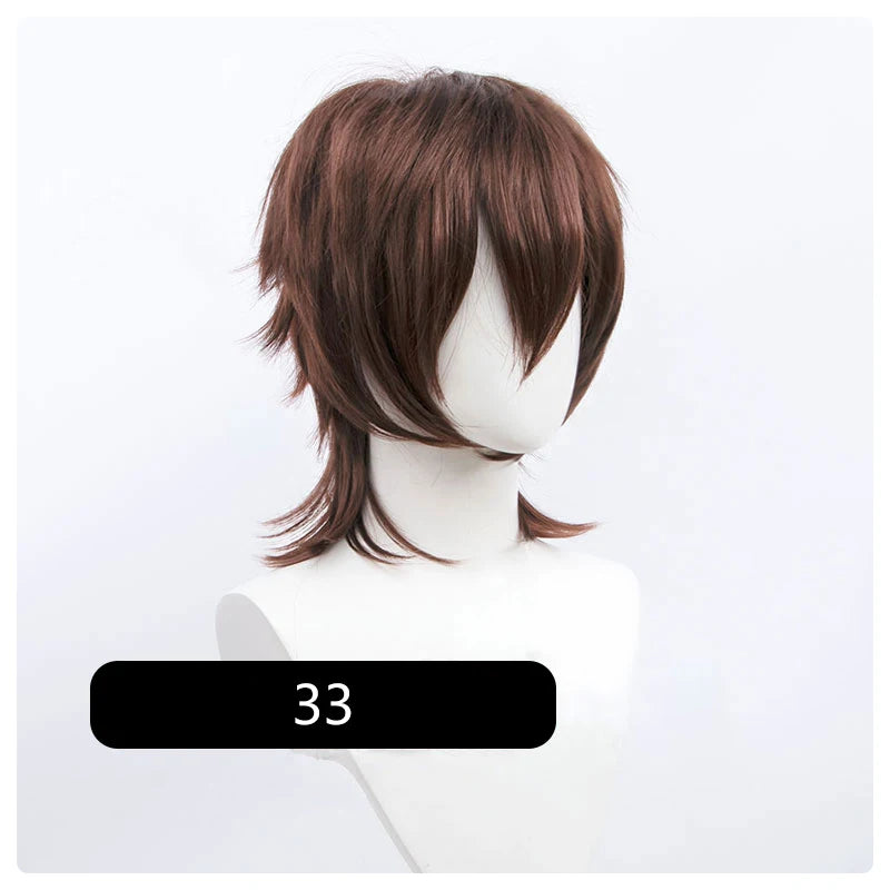 Synthetic Short Wigs Wolf cut with Bangs Choppy Cosplay Party Wig for men women Pink Red Blue Purple Korean style Man wig MUMUPI