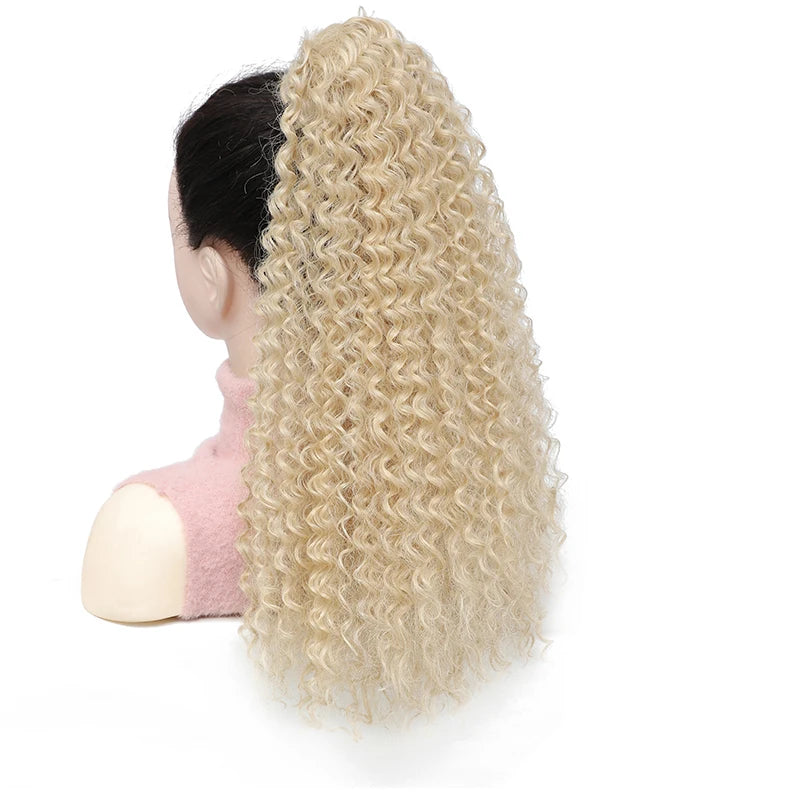 Long Fluffy Curly Hair Ponytail for Women Synthetic Kinky Curly Ponytail Hair Extensions 20 Inch Afro Curly Hairpieces Fake Tail