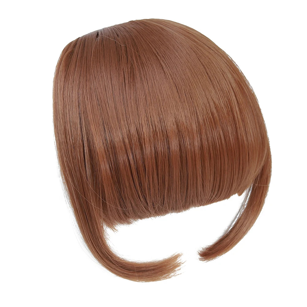 High Quality Synthetic Wig Flat Bangs Hair Extension Clip in Bangs with Temples 6 Inches Front Face Bangs for Women Girls Daily