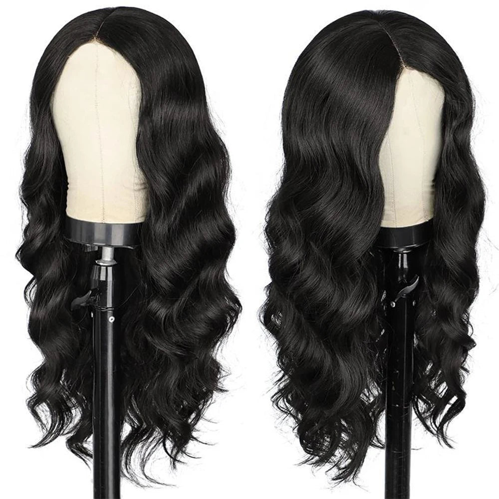 Women's long Ion Perm Wave Curly Hair Full head Wigs Synthetic black Hair Extension Heat Resistant Fake Hair wigs for Lady 68cm