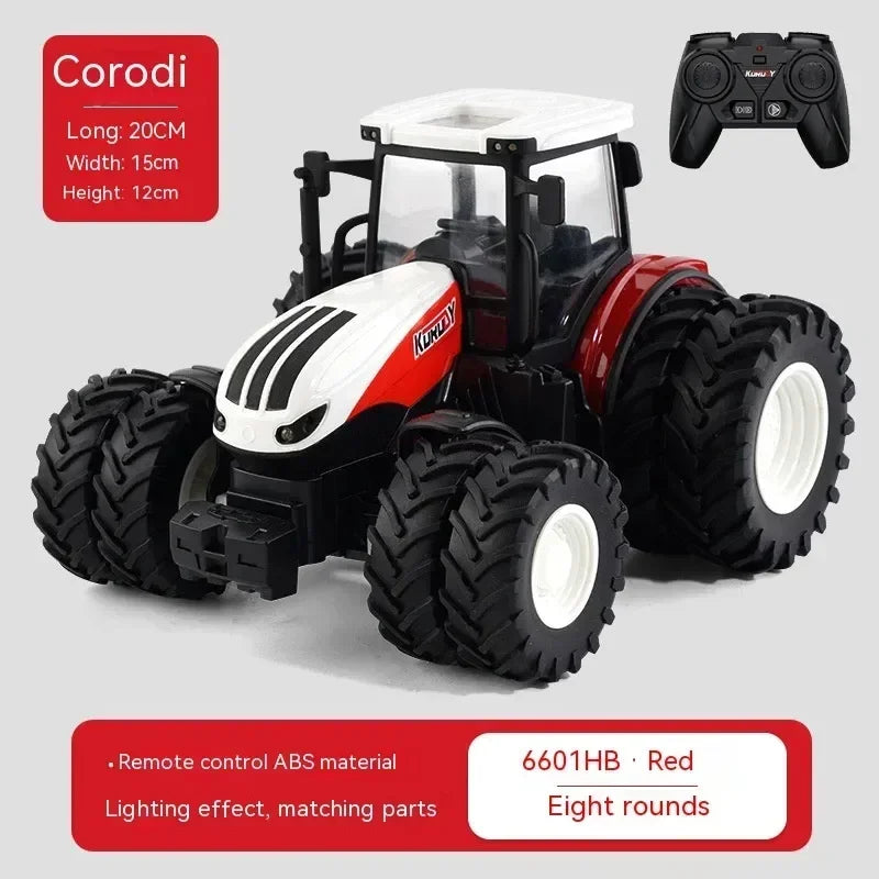 6601 Rc Car 1:24 Alloy Remote-Controlled Tractor Toy Headlights Simulation Electric Farm Truck Toy Set Kid Outdoor Surprise Toy