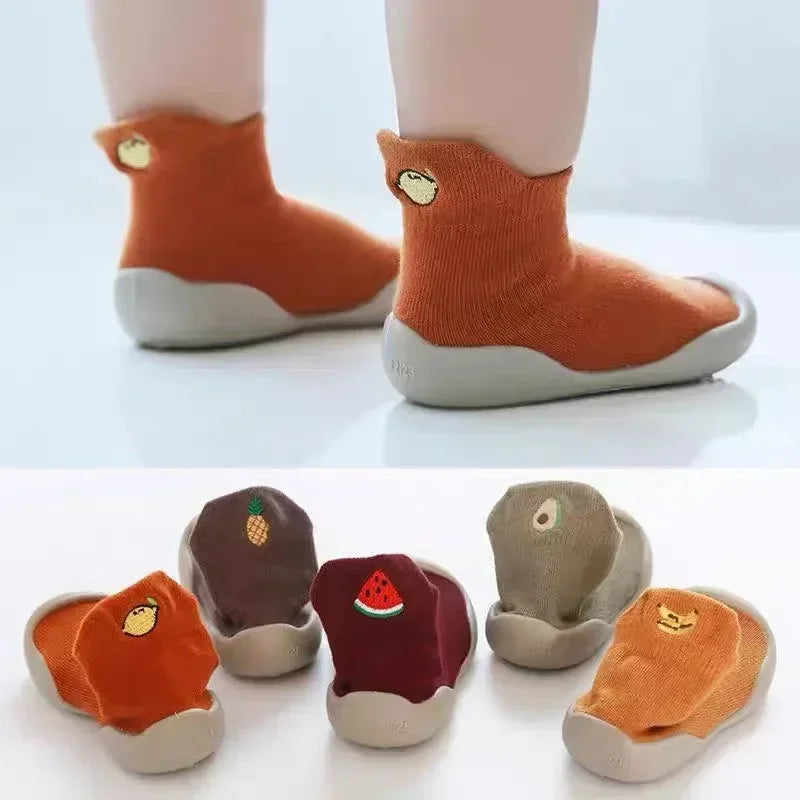 Children Anti-slip Shoes Newborn Baby Toddler Girls Cotton Non-slip Floor Socks Infant Boys Rubber Sole Cartoon Indoor Sneakers