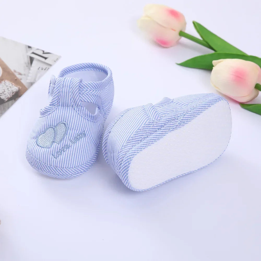 Double Heart Spring and Autumn Shoes for Men and Women 0-1 Years Old Soft Soled Toddler Shoes 3-6-9 Months Baby Walking Shoes