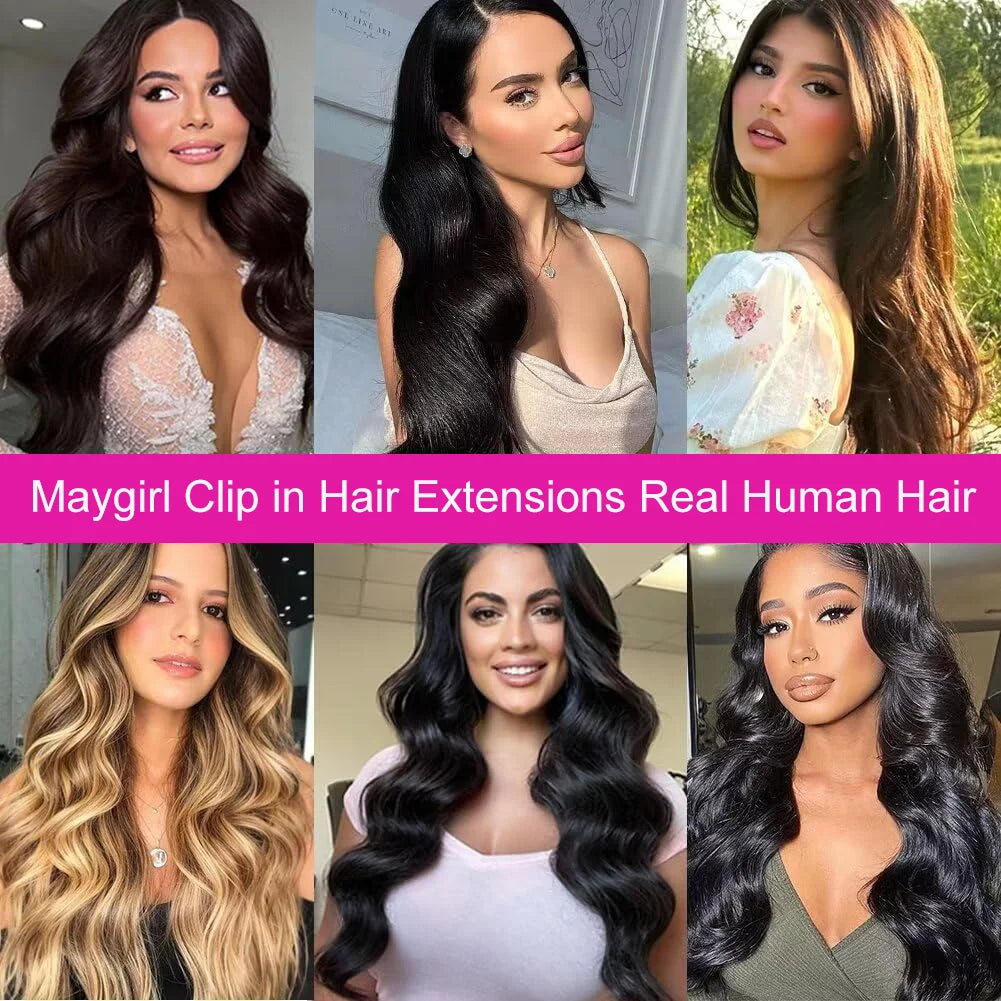 Natural Straight Clip in Hair Extensions Human Hair Seamless Clip in Extensions 100% Unprocessed Full Head Brazilian Virgin Hair