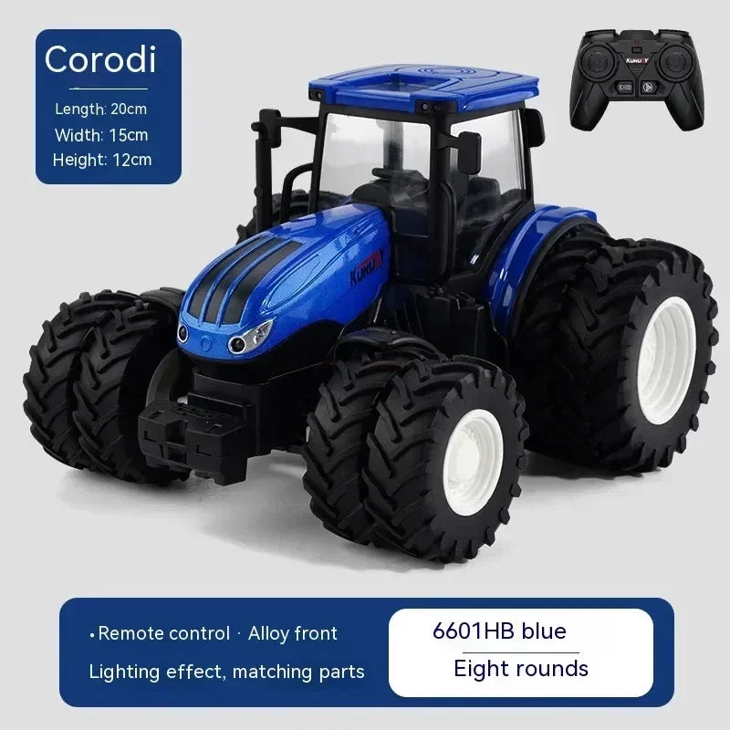 6601 Rc Car 1:24 Alloy Remote-Controlled Tractor Toy Headlights Simulation Electric Farm Truck Toy Set Kid Outdoor Surprise Toy