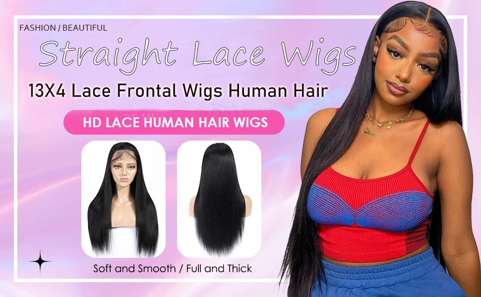 30 40Inch Bone Straight 13x4 13x6 Hd Lace Frontal Wigs For Women Brazilian Black Wigs Human Hair Wigs 100% Remy Hair