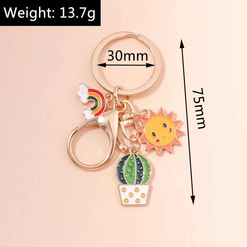 Lovely Colorful Heart Keychain Love Keyrings Valentine's Day Gift Key Chains for Women Girls Car Key Handbag Jewelry Accessories