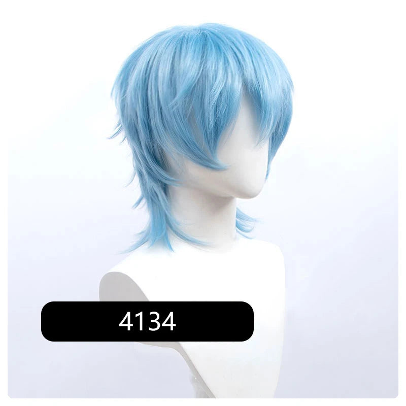 Synthetic Short Wigs Wolf cut with Bangs Choppy Cosplay Party Wig for men women Pink Red Blue Purple Korean style Man wig MUMUPI