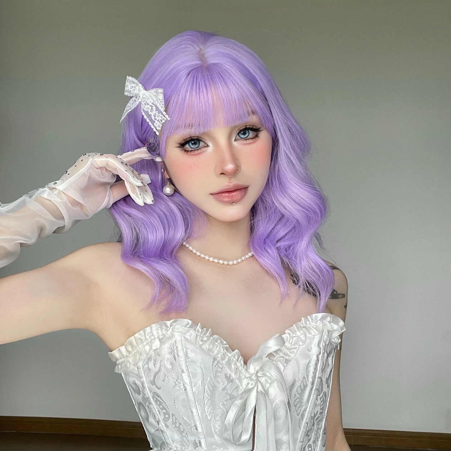 New 14Inch Purple Short Curly Wig Full Head Halloween Hot Coplay Lolita Curly Hair Party Activities To Wear Wig