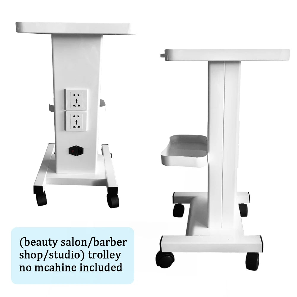 Salon Trolley Cart, Aluminum Mobile Stand Medical Carts for Ultrasonic Cavitation RF Machine Manicure Spa Shelf (w/Socket 110V)