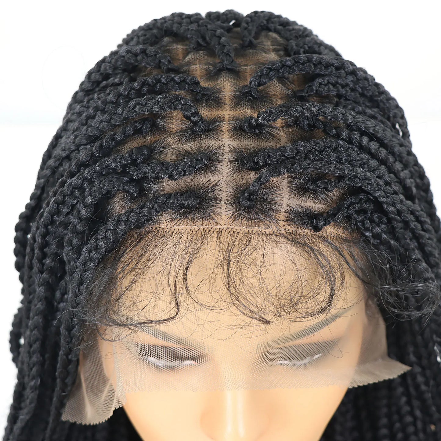 T30 Synthetic Box Braid Wigs Curly Ends Square Part Braided Lace Front Wig With Baby Hair For Women Blonde Lace Braided Wig