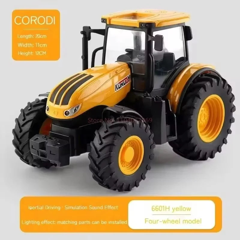 6601 Rc Car 1:24 Alloy Remote-Controlled Tractor Toy Headlights Simulation Electric Farm Truck Toy Set Kid Outdoor Surprise Toy