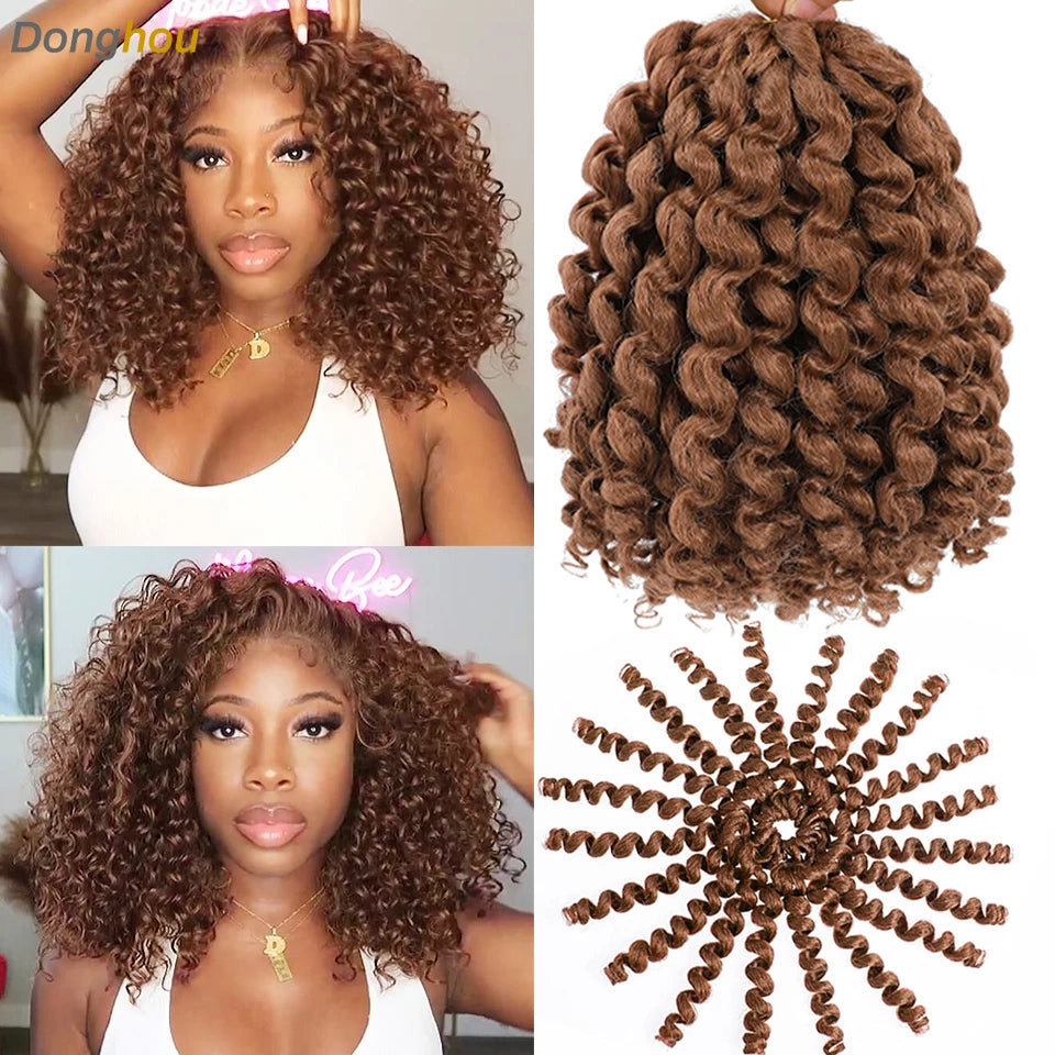 Wand Curl Crochet Braids Hair 8 Inch 1B 30 27 Bug Ringlet Twist Extensions with Jamaican Bounce Crochet Hair Crochet Curly Hair