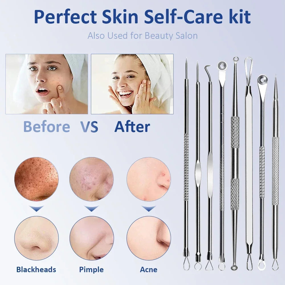 11Pcs/Set Acne Blackhead Removal Needles Black Dots Cleaner Pore Cleaner Deep Cleansing Face Skin Care Beauty Tools Needles Kit