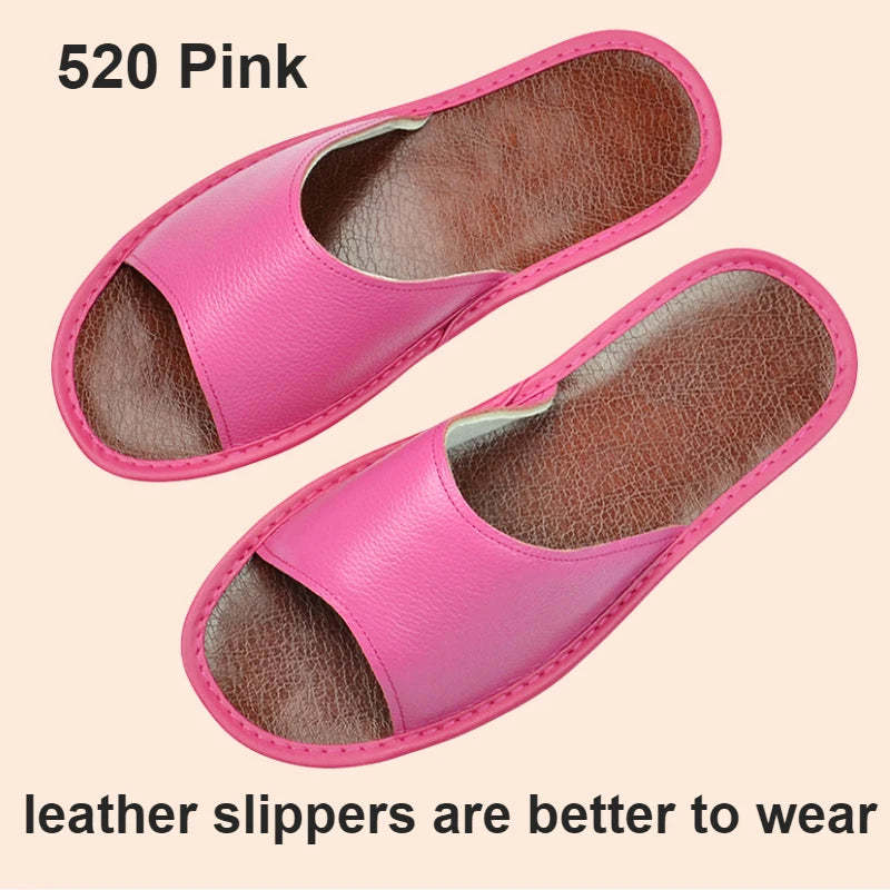 Big sizes Genuine Cow Leather Slippers Homes in indoor slipper summer open toe sandals men women elderly casual Slides shoes