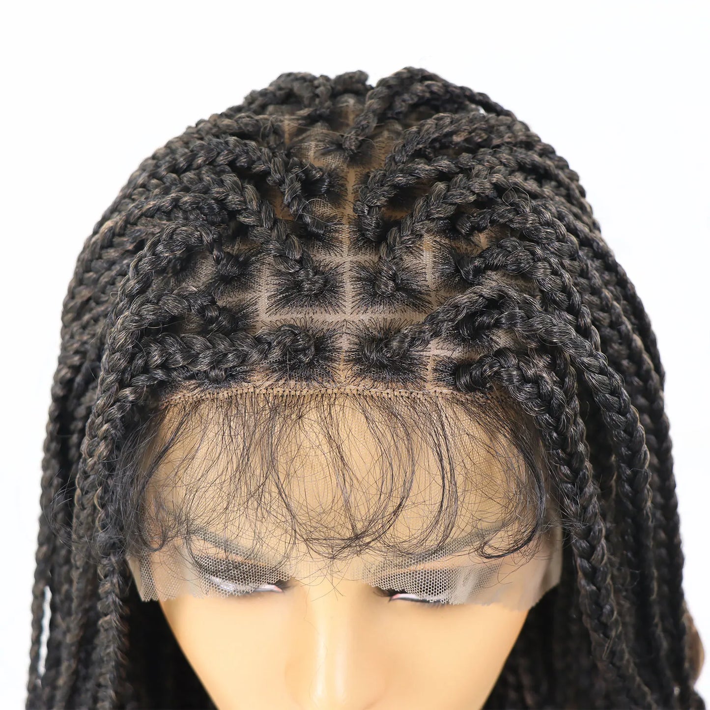 T30 Synthetic Box Braid Wigs Curly Ends Square Part Braided Lace Front Wig With Baby Hair For Women Blonde Lace Braided Wig