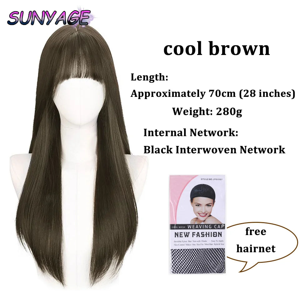 SUNYAGE Lolita Black Wig for Women Long Wavy Hair 75cm Curly Wig with Bangs Cosplay Headband Wigs Synthetic Wigs for Daily Use