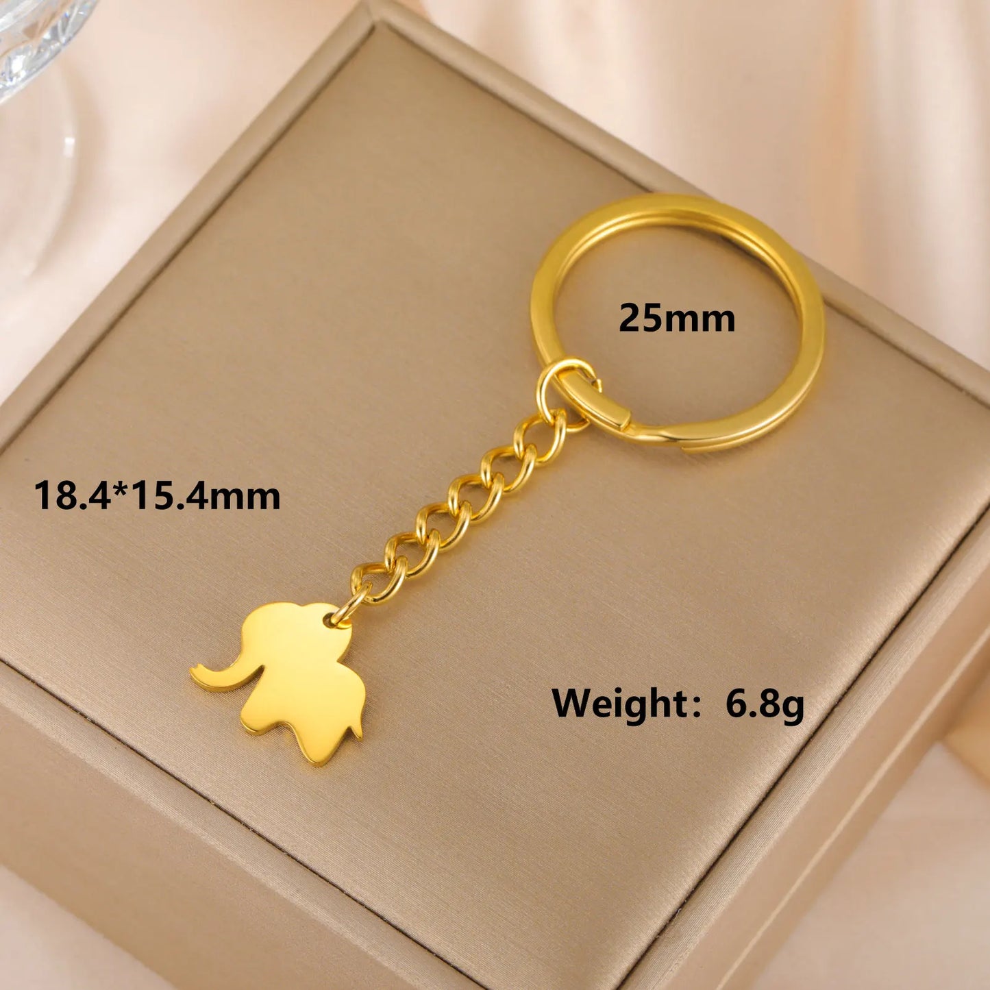 Lucktune Cartoon Elephant Pendant Key Chains for Women Men Stainless Steel Animal Bags Car Keyring Jewelry Valentine’s Day Gifts