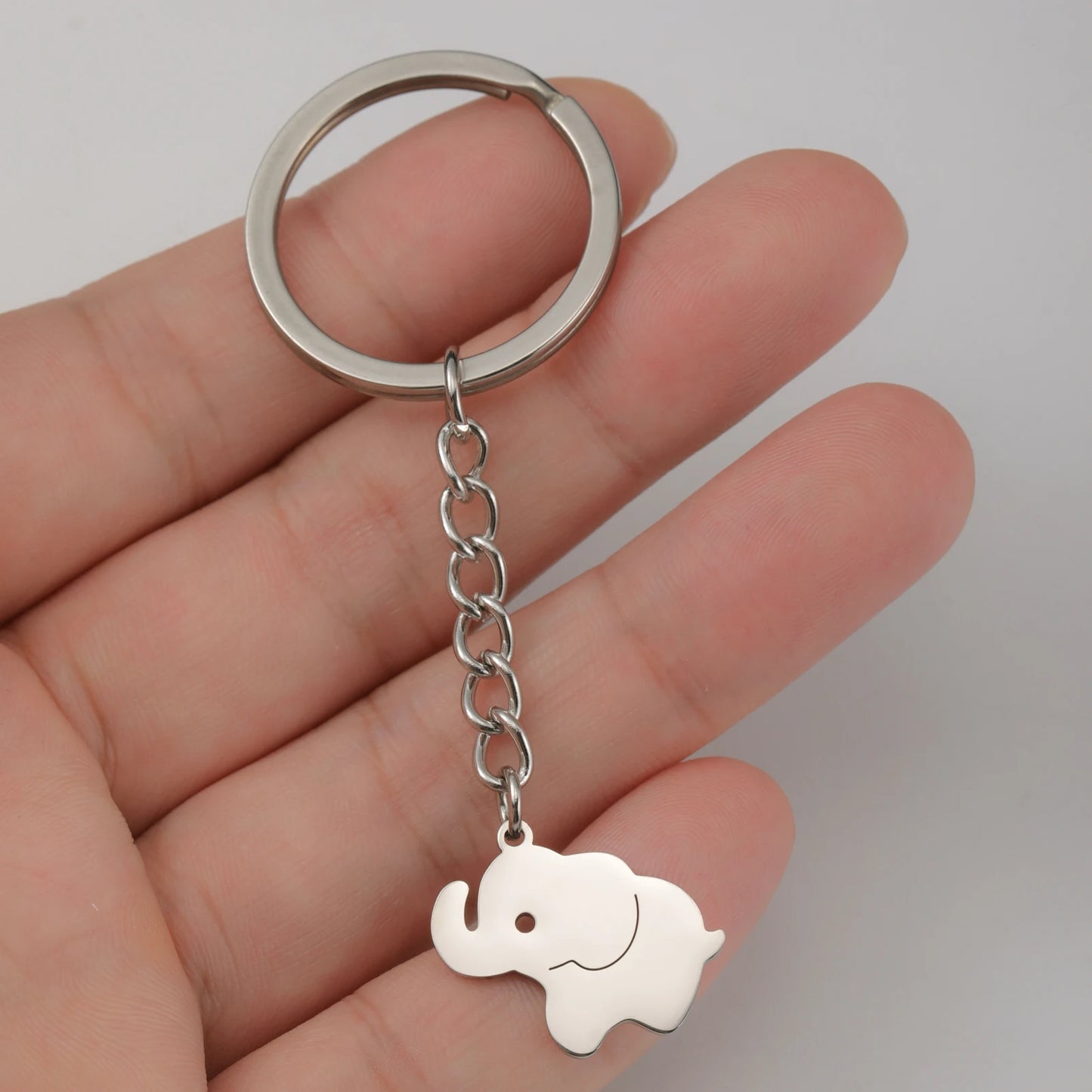 Lucktune Cartoon Elephant Pendant Key Chains for Women Men Stainless Steel Animal Bags Car Keyring Jewelry Valentine’s Day Gifts