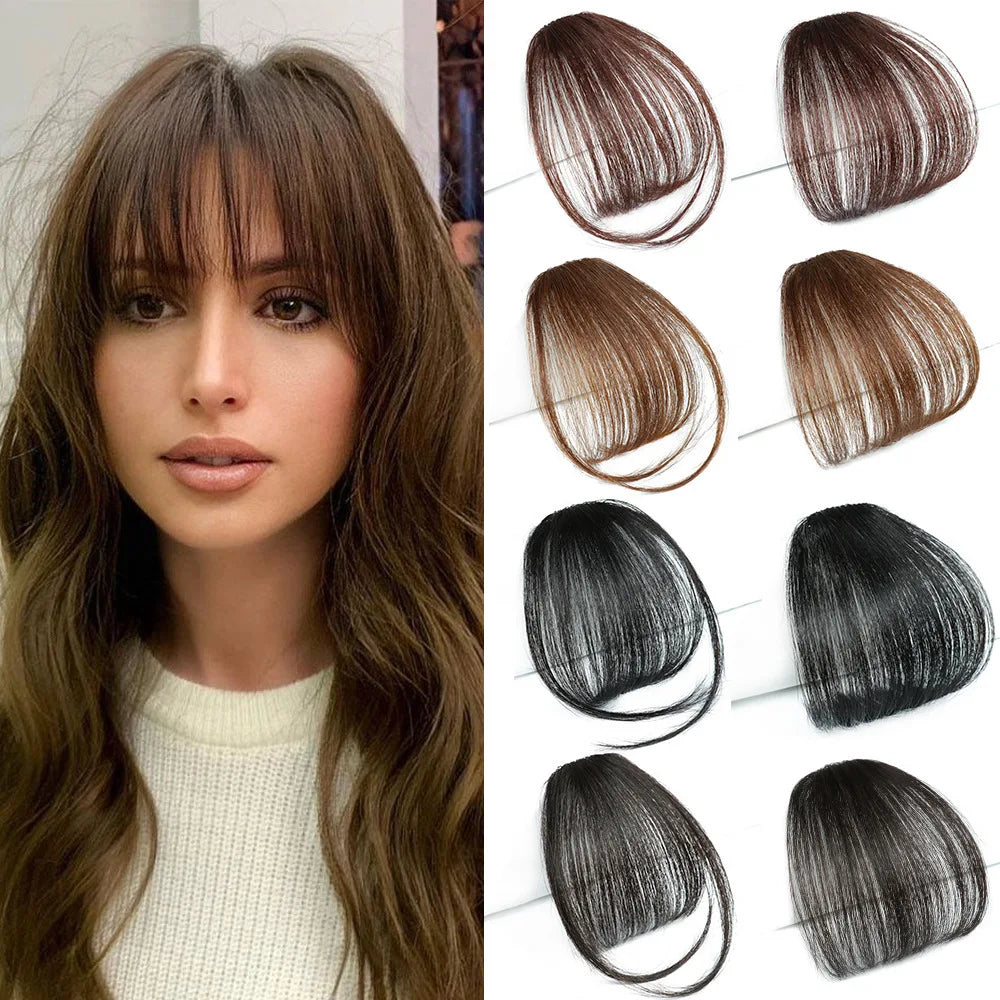 Cheap Fake Air Bangs Synthetic Hair Extension Soft Light Air Hair Bangs Clip On Hair Extension  False Straight Hair Bangs Fringe