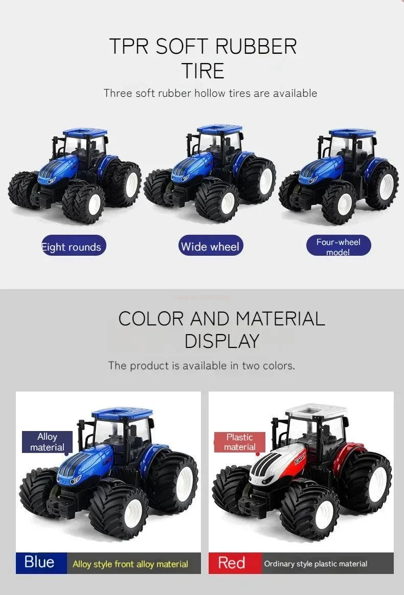 1:24 Rc Car Alloy Remote-Controlled Tractor Toy With Headlights Simulation Electric Farm Truck Toy Set Child Outdoors Toys Gifts