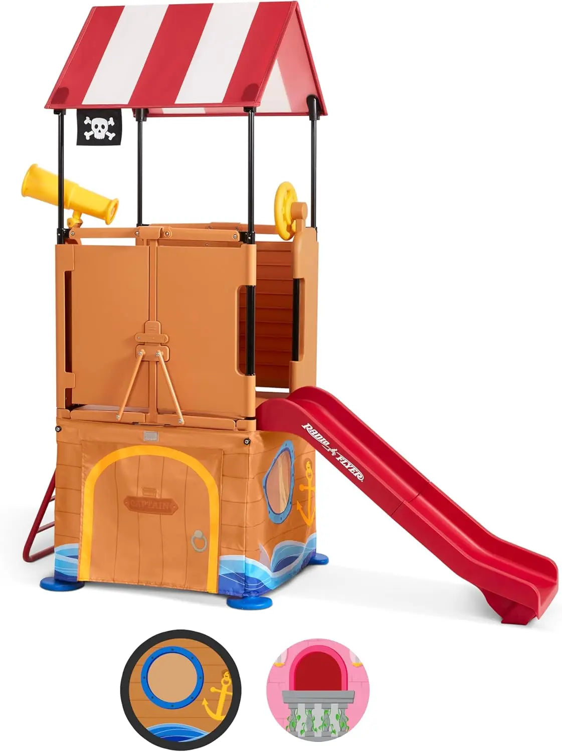 Radio Flyer Play & Fold Away Princess Castle, Toy Slide, Fort, & Climbing Playhouse