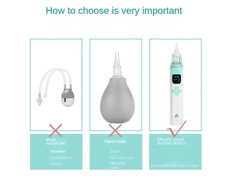 3-in-1 Electric Nasal Aspirator Baby Absorber Equipment Silent Utensils Obstruction Rhinitis Cleaner New Born Items Care Tool