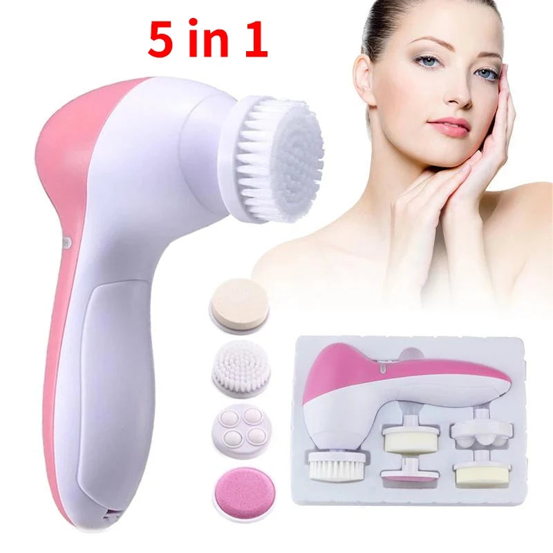 5 in 1 Facial Cleanser Pore Cleanser Face Massager Deep Electric Cleansing Brush Pore Cleaner Blackhead Remover Skin Beauty Care