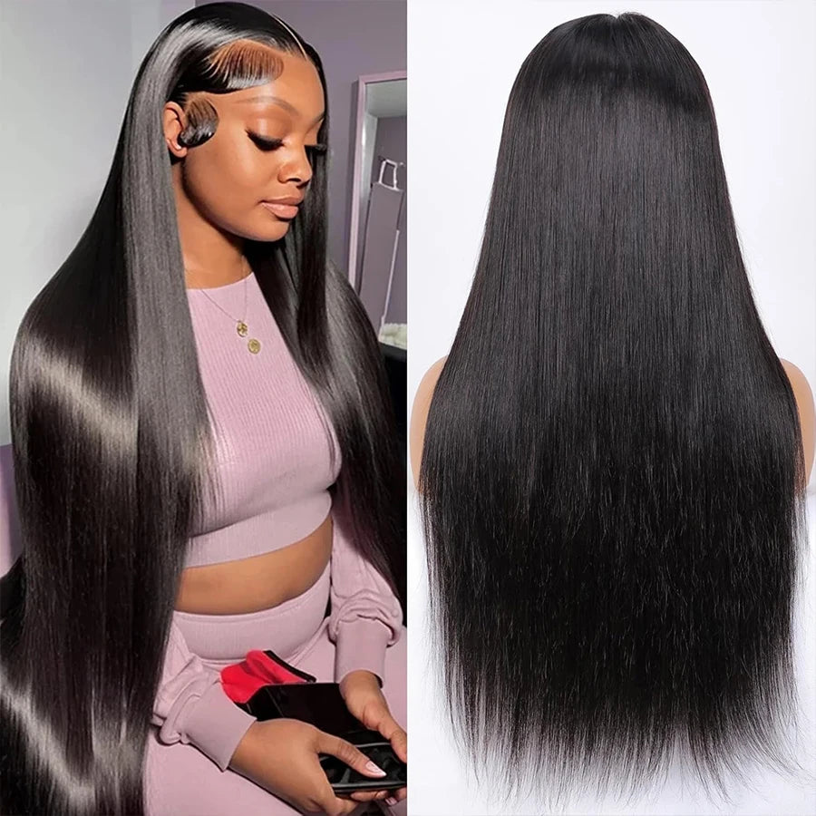 Wig For Women Straight Lace Wig Human Hair Lace Front Wig 180% Brazilian Remy Hair Pre Plucked Transparent Lace Frontal Wigs