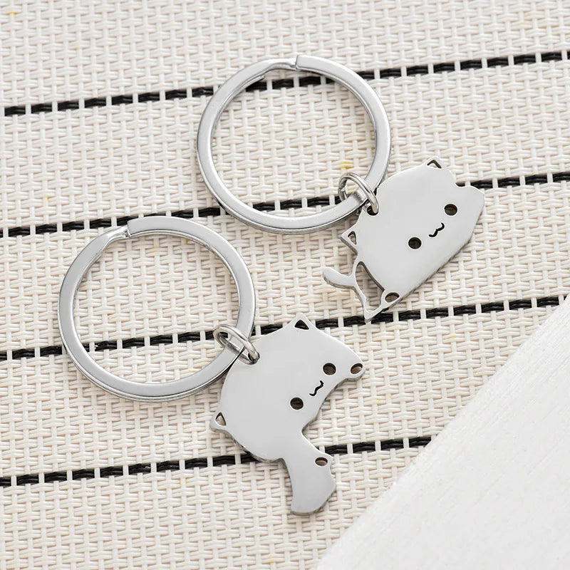 Couple Gift Keychain Cute Valentine's Day Gift for Girlfriend Boyfriend Him Her Cat Lover Husband Wife Fiancée Cat Matching Gift