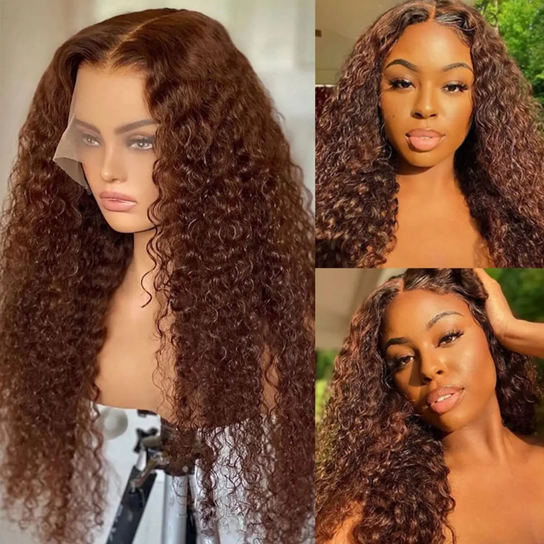 13x4 Chocolate Brown Lace Front Wigs Brazilian 13x6 Hd Lace Frontal Wig 100% Glueless Brown Curly Human Hair Wigs For Women Sale