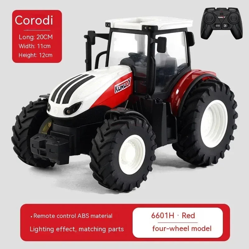 6601 Rc Car 1:24 Alloy Remote-Controlled Tractor Toy Headlights Simulation Electric Farm Truck Toy Set Kid Outdoor Surprise Toy