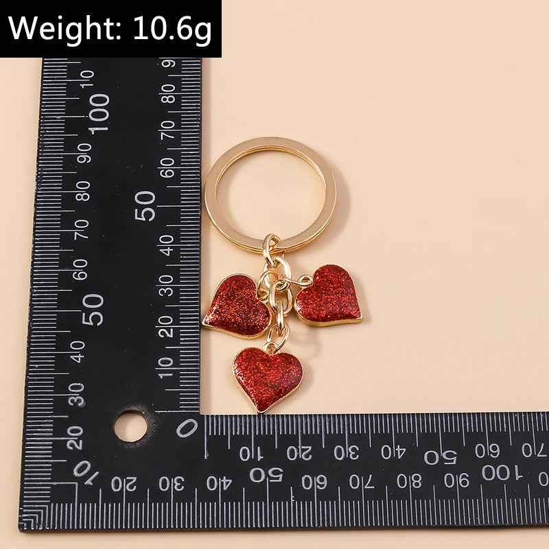 Lovely Colorful Heart Keychain Love Keyrings Valentine's Day Gift Key Chains for Women Girls Car Key Handbag Jewelry Accessories