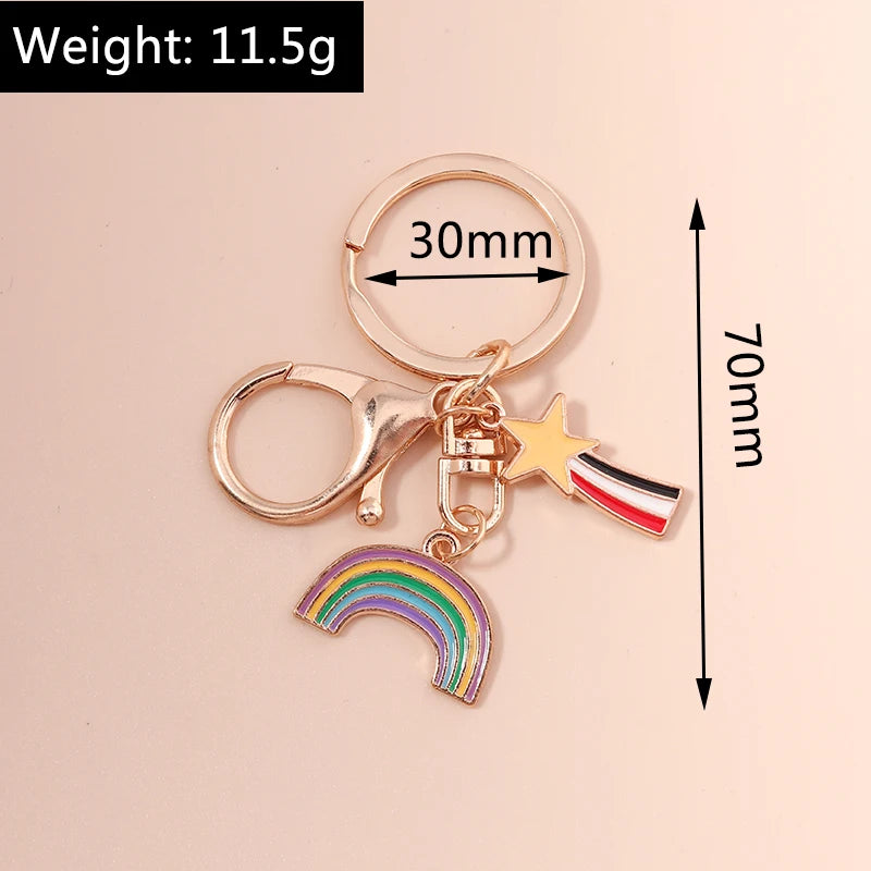 Lovely Colorful Heart Keychain Love Keyrings Valentine's Day Gift Key Chains for Women Girls Car Key Handbag Jewelry Accessories