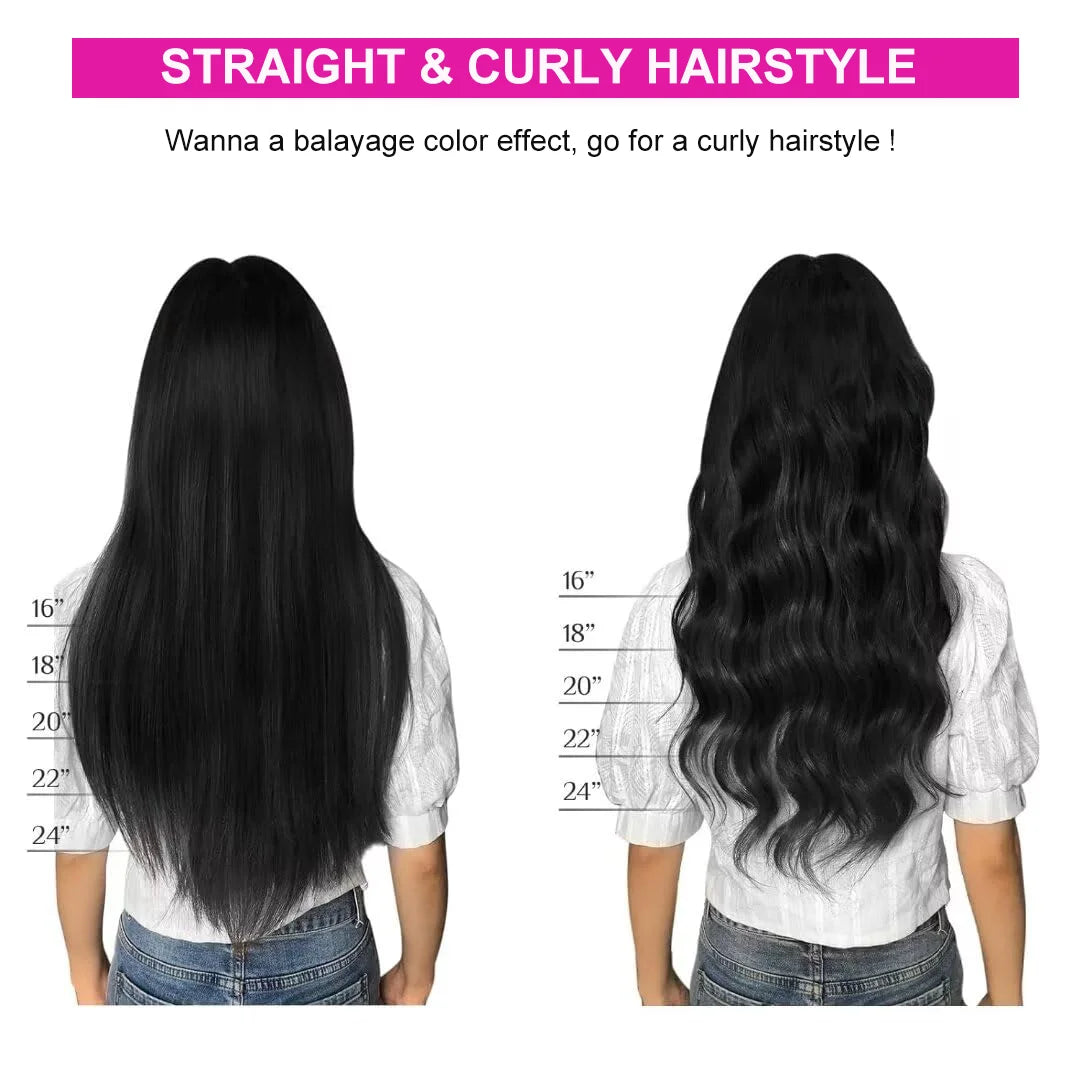 Natural Straight Clip in Hair Extensions Human Hair Seamless Clip in Extensions 100% Unprocessed Full Head Brazilian Virgin Hair