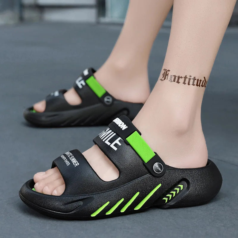 2024 Summer Men's Massage Slippers Outdoor Sandals Beach Comfortable Soft Slides Indoor Casual Shoes Men Sandals Big Size 47 48