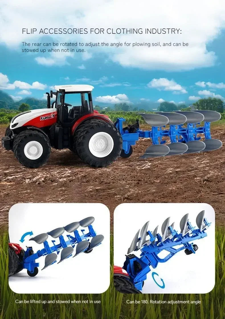 1:24 Rc Car Alloy Remote-Controlled Tractor Toy With Headlights Simulation Electric Farm Truck Toy Set Child Outdoors Toys Gifts