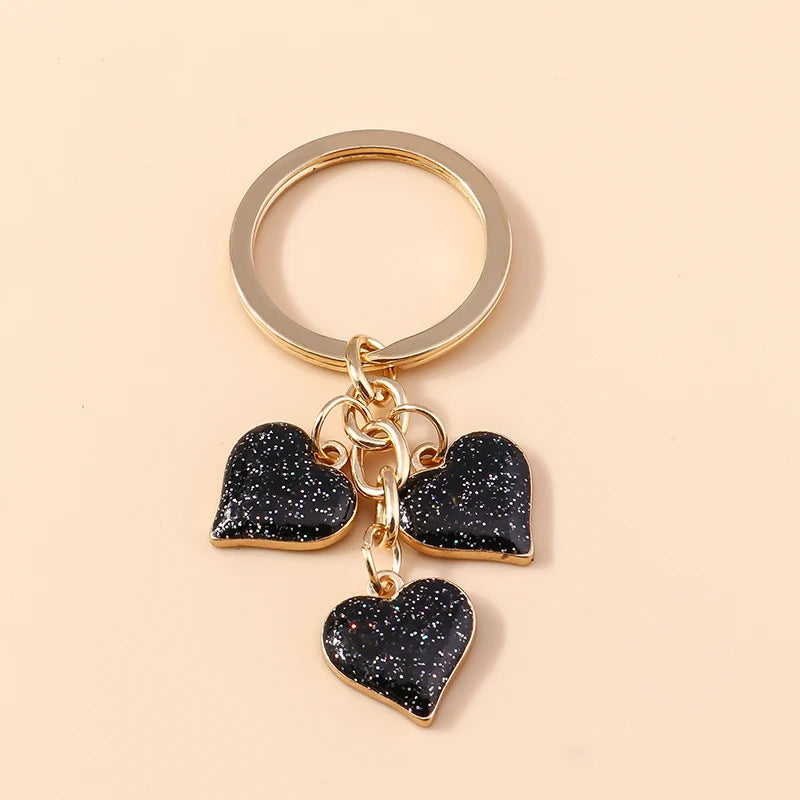 Lovely Colorful Heart Keychain Love Keyrings Valentine's Day Gift Key Chains for Women Girls Car Key Handbag Jewelry Accessories