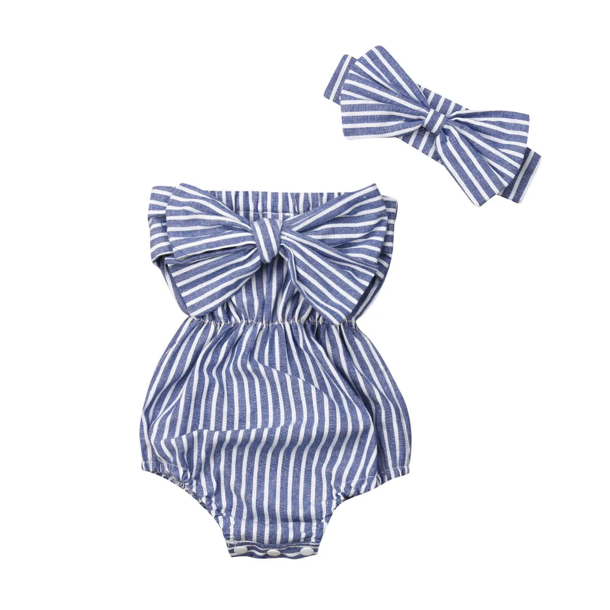 Baby Rompers Sets Summer Newborn Baby Clothes For Girls Sleeveless Stripe Print Jumpsuit Casual Headdress Baby Clothing Outfits