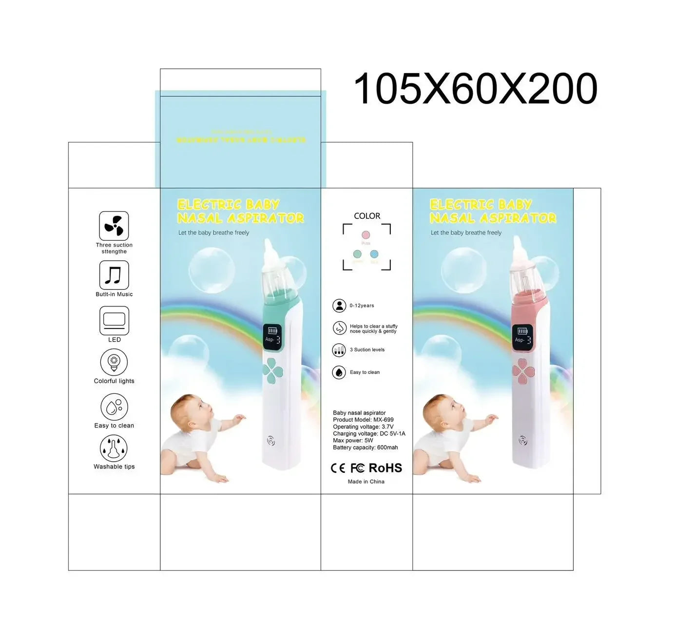 3-in-1 Electric Nasal Aspirator Baby Absorber Equipment Silent Utensils Obstruction Rhinitis Cleaner New Born Items Care Tool