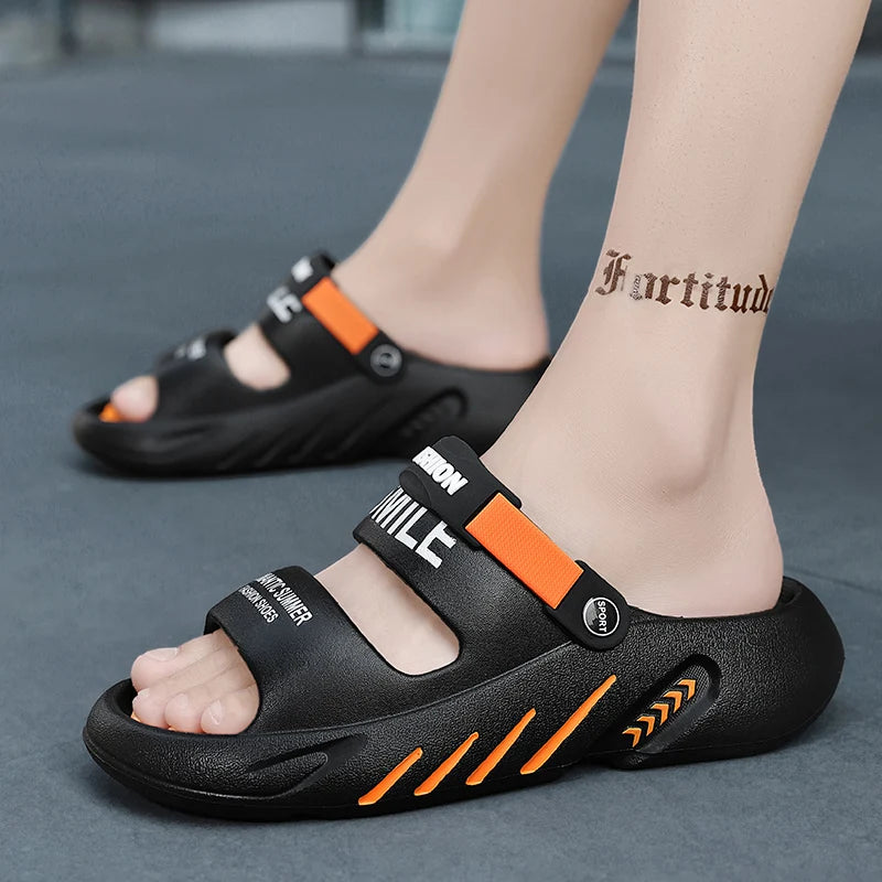 2024 Summer Men's Massage Slippers Outdoor Sandals Beach Comfortable Soft Slides Indoor Casual Shoes Men Sandals Big Size 47 48