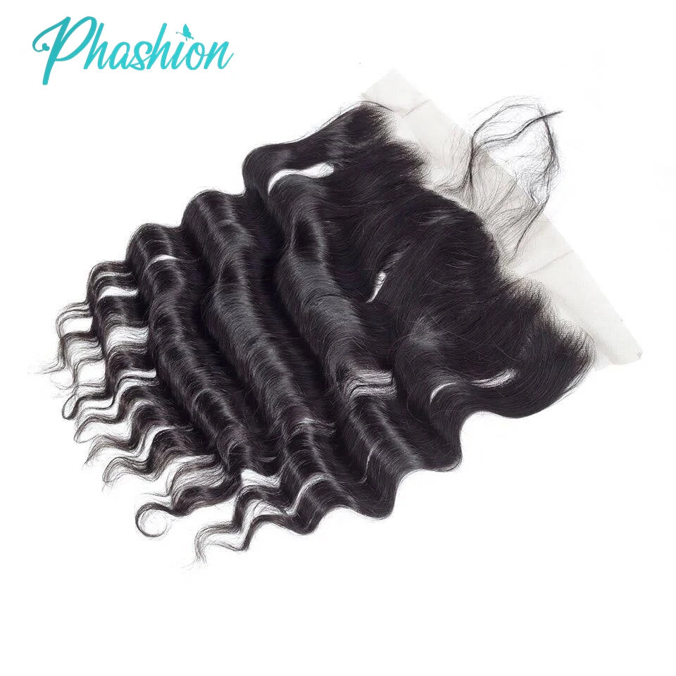 Phashion 26 28 30 Inch13x6 Lace Frontal Loose Water Curly Deep Pre Plucked Swiss HD Transparent Full Front Only 100% Human Hair