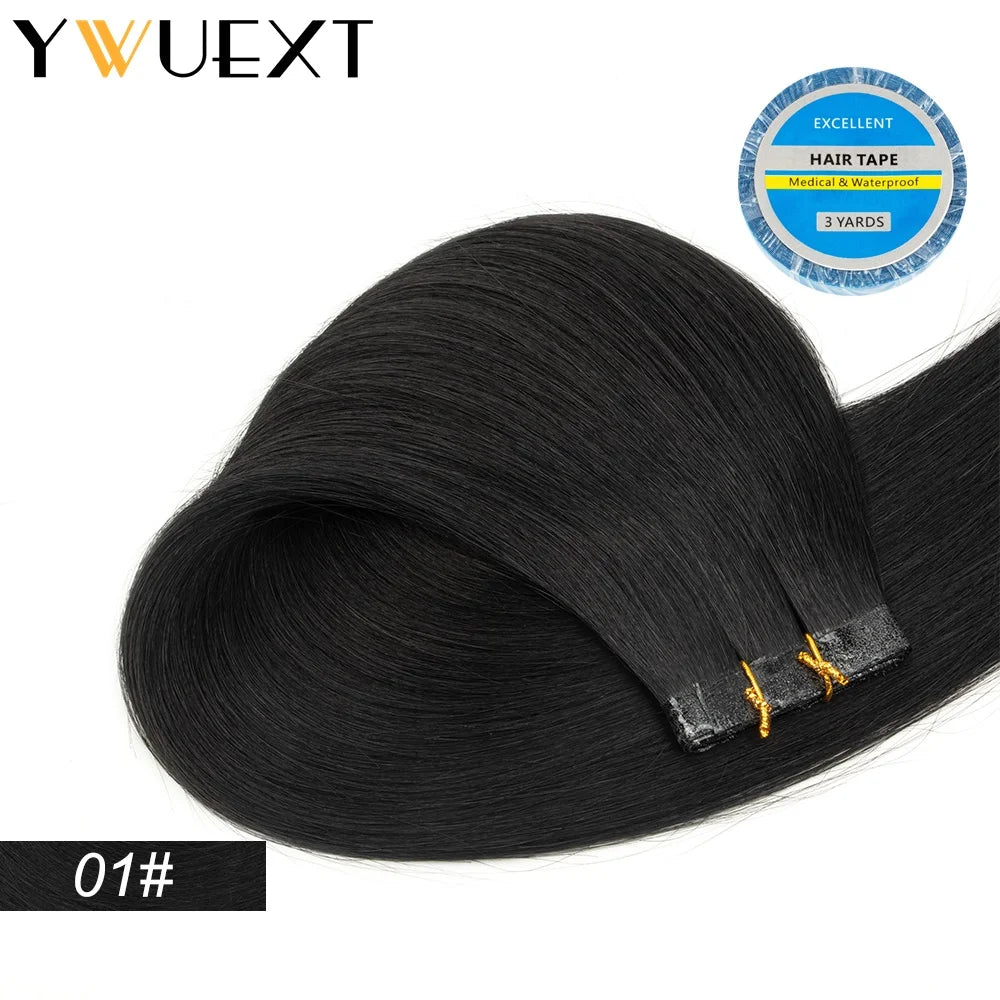 Blonde Seamless Natural Tape Weft Long PU Skin Weft Tape in Human Extensions No Glue Human Hair For Fine Hair 80cm Weft Bundles