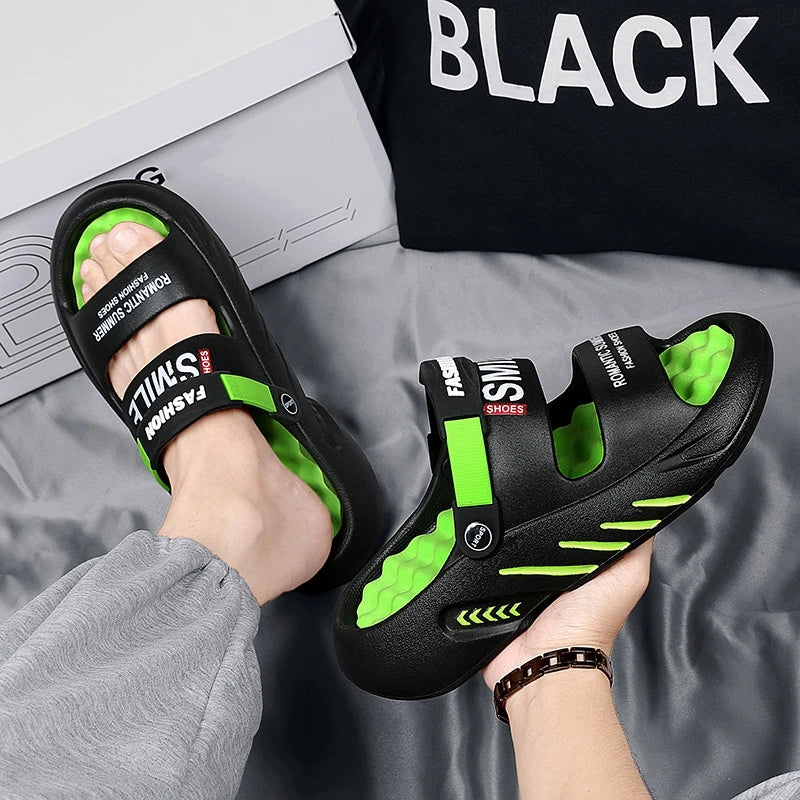 2024 Summer Men's Massage Slippers Outdoor Sandals Beach Comfortable Soft Slides Indoor Casual Shoes Men Sandals Big Size 47 48