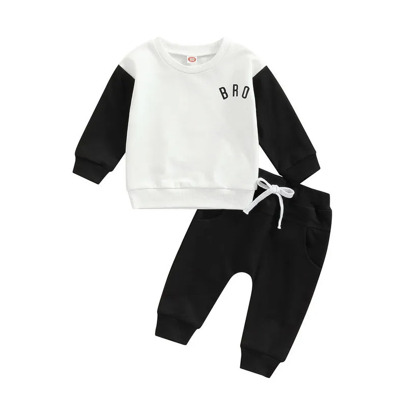 RUEWEY Pant Sets Baby Boy Clothes Fall Infant Top and Bottom Sets for Children Letter Long Sleeve Suit Baby Groups Clothing